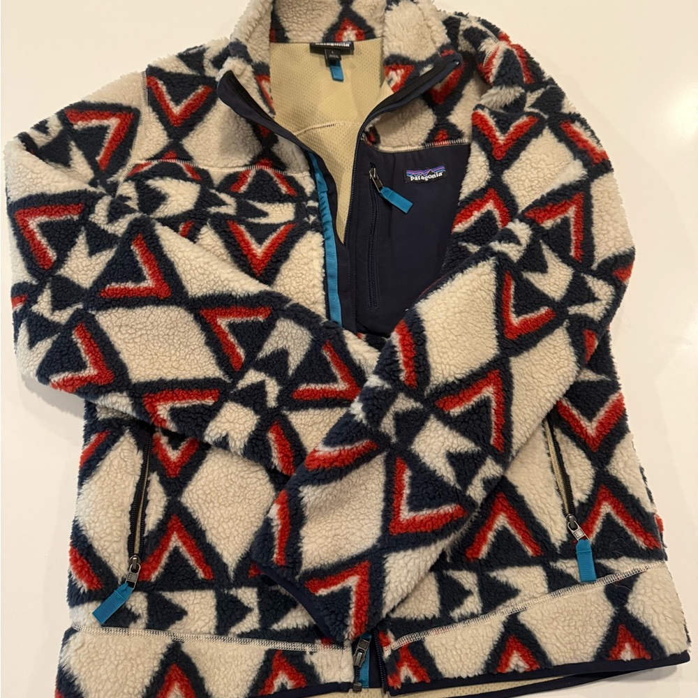 Patagonia Red and Blue Puffer Jacket
